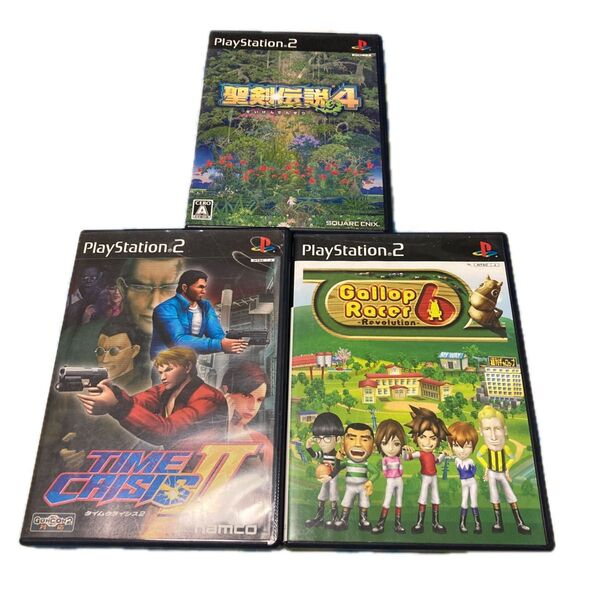 【ジャンク】 PS2ソフト3本セット 聖剣伝説4、ギャロップレーサー6 -Revolution-、タイムクライシス2