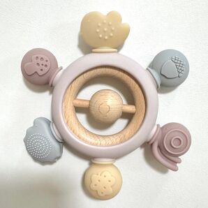 ①歯固めラトル ピンク 赤ちゃん 可愛い おもちゃ