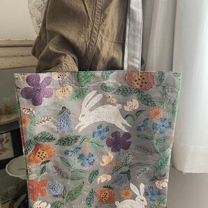 【新品】長方形トートバッグ Plants-Rabbits松尾ミユキ