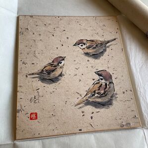 真作 色紙 掛け軸 古橋睦典 水墨画 水彩画 墨絵 日本画 和室 インテリア