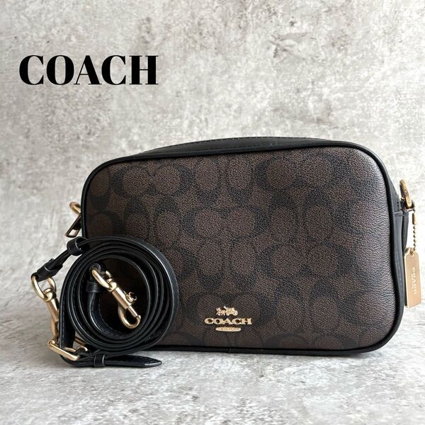 【極美品】COACH コーチ シグネチャー カメラバッグ ショルダーバッグ クロスボディ 斜め掛け ダブルジップ