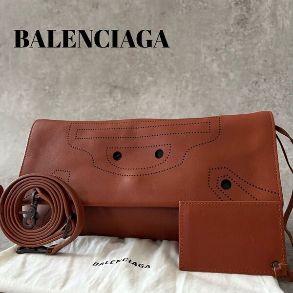 【極美品】BALENCIAGA バレンシアガ ブラックアウト エンベロープ ショルダーバッグ クロスボディ ミラー付き