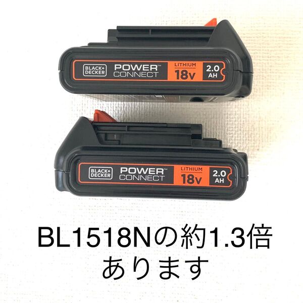 ブラックアンドデッカー 18V2.0Ah(大容量) BL2018 バッテリー2個新品 18V2.0Ah 2025年製
