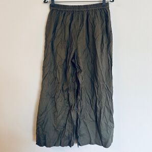 レーヨン ワイドパンツ ガウチョパンツ グリーン カーキ