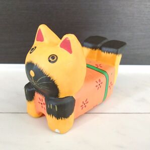 【値下げ】バリ島 ネコ 置物 木彫 アジアン雑貨 バリネコ バリ猫 バリ雑貨 ②