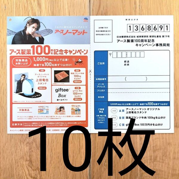 上田竜也 アース キャンペーン 応募はがき 10枚セット 応募ハガキ KAT-TUN