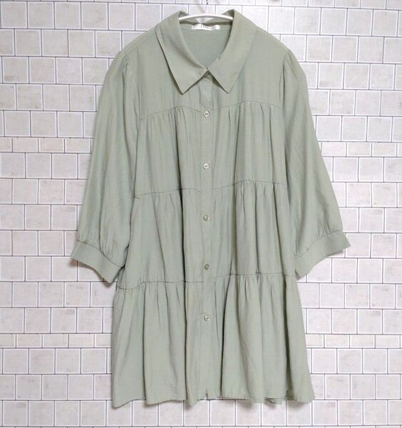 Hudson honey チュニック ティアード ブラウス 七分袖
