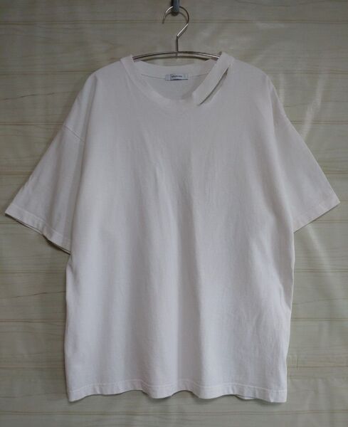 JEANASIS Tシャツ 半袖 ネックアキダメージTEE ダメージ加工 オーバーサイズ ビッグシルエット 綿100%
