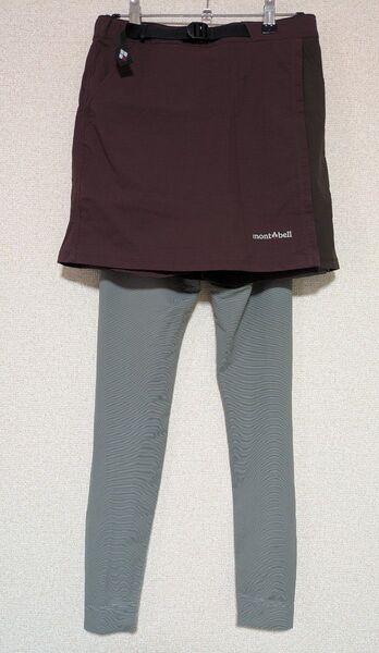 美品 登山ウエア 2点セット レディースS スカート風ショートパンツ レギンス