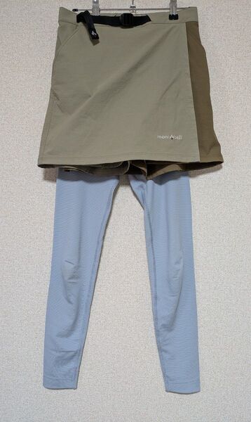 良品 登山ウェア 2点セット レディースS スカート風ショートパンツ レギンス