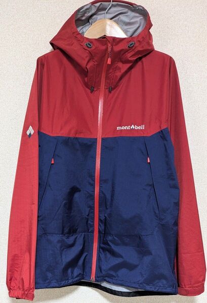 美品 サンダーパス レインジャケット メンズL 赤/ネイビー モンベル mont-bell