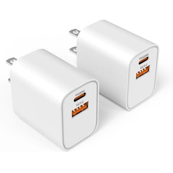 iphone 充電器 type-c PD 20W 2ポート タイプc 充電器 【PSE認証2個セット】基準適合/USB PD対応