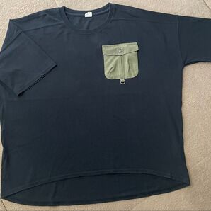 トロワシス Tシャツ アーミー 黒ブラック フリーサイズ 半袖 WORKトップス
