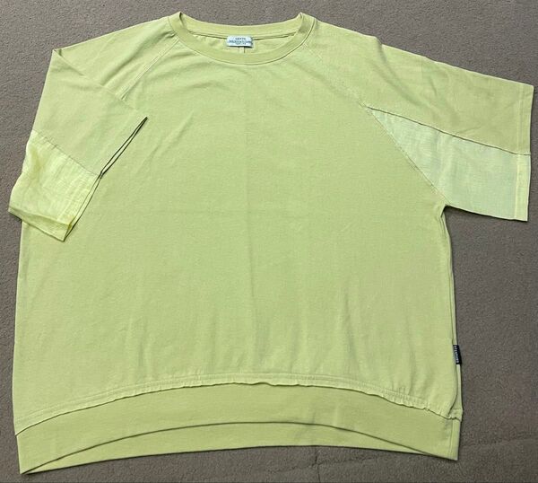 美品 ナチュラン GENTIL カットソー Tシャツ 黄色イエロー 異素材切替トップス