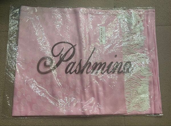 未開封 Pashmina パシュミナ100% 大判ストール ピンク シルク 絹 トップス