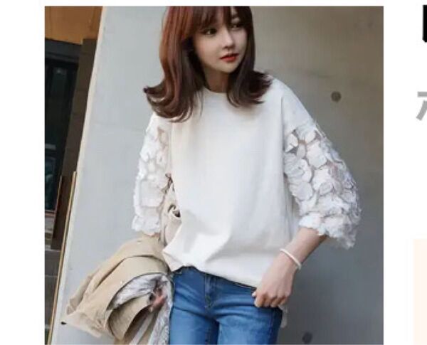 新品 ホワイト レース Tシャツ Mサイズ
