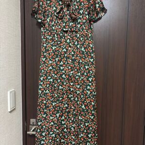 IENA イエナ ドットフラワーボウタイワンピース
