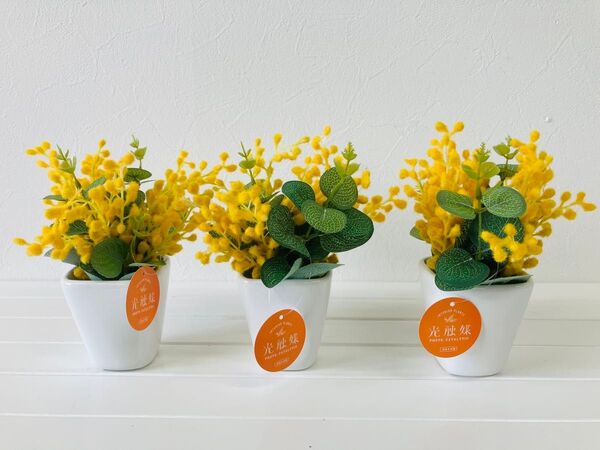 フェイクグリーン ミモザ3Pセット 光触媒加工