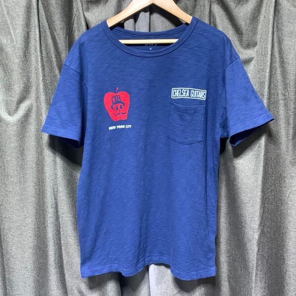 SHIPS × チェルシーギター ニューヨーク コラボTシャツ ネイビー Mサイズ クルーネック ポケットTシャツ