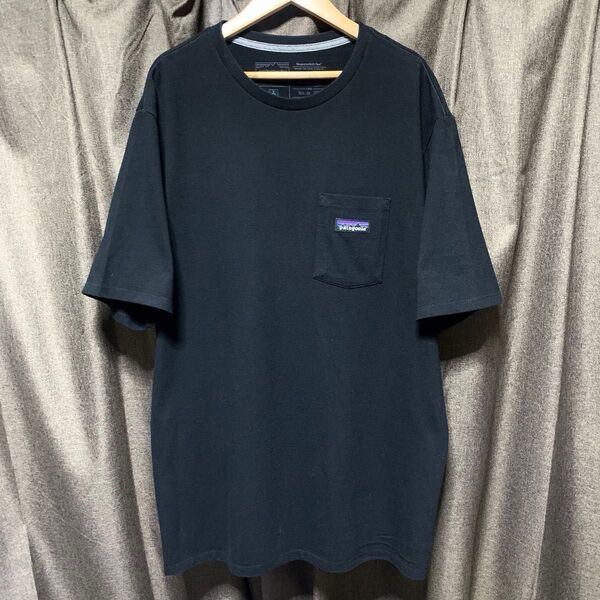 パタゴニア P-6ラベル ポケット レスポンシビリ Tシャツ Lサイズ XL〜XXL相当 黒 ポケT 綿 化繊 混紡 速乾
