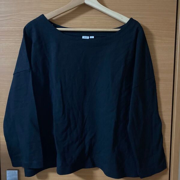 GAP ギャップ L オーバーサイズ ボートネック カットソー 無地 ブラック 黒 トップス