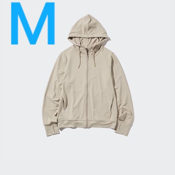 ユニクロ パーカー UNIQLO エアリズム UVカット メッシュ パーカー M ナチュラル ベージュ ラッシュガード