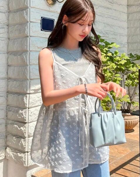 ペプラム ビスチェ レース リボン レイヤード キャミソール 重ね着 おしゃれ レディース トップス 夏服