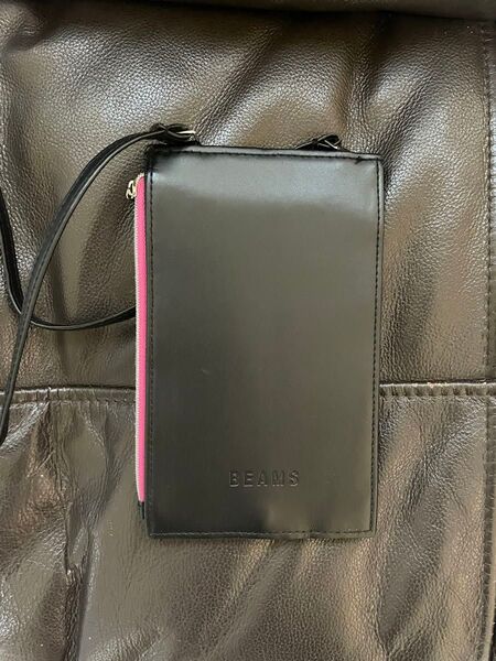 BEAMS ショルダーバッグ レザー ブラック