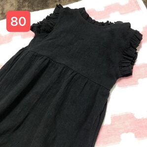 ベビー服 カバーオール ロンパース 80 黒 女の子