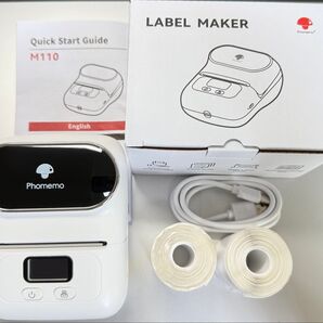 ☆新品未使用 購入日翌日までに発送! Phomemo M110 ラベルプリンター ホワイト 白色 ◎2シールロールおまけ付き!