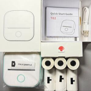 ★新品未使用品 限定価格! 購入日翌日までに発送! Phomemo T02 小型プリンター 水色 ブルー ☆6ロールおまけ付き