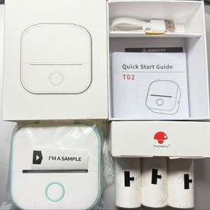 ★新品未使用品 限定価格! 購入日翌日までに発送! Phomemo T02 小型プリンター 水色 ブルー ☆3ロールおまけ付き