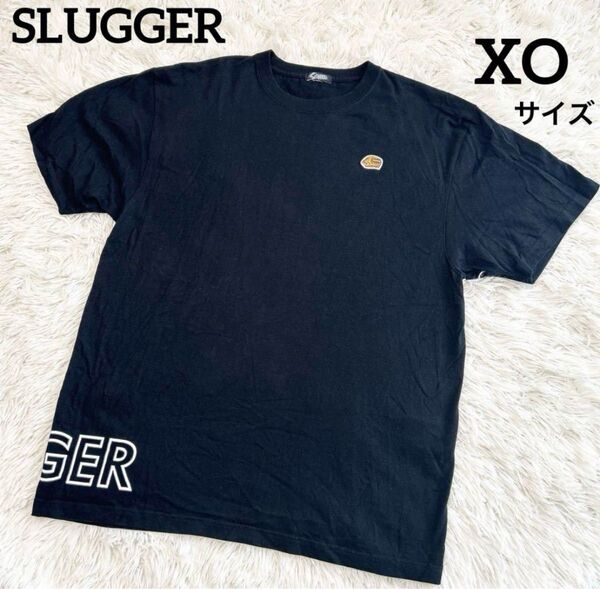 SLUGGER 久保田スラッガー 黒 半袖 Tシャツ グローブ ワンポイント ブラック 野球 XL メンズ クルーネック