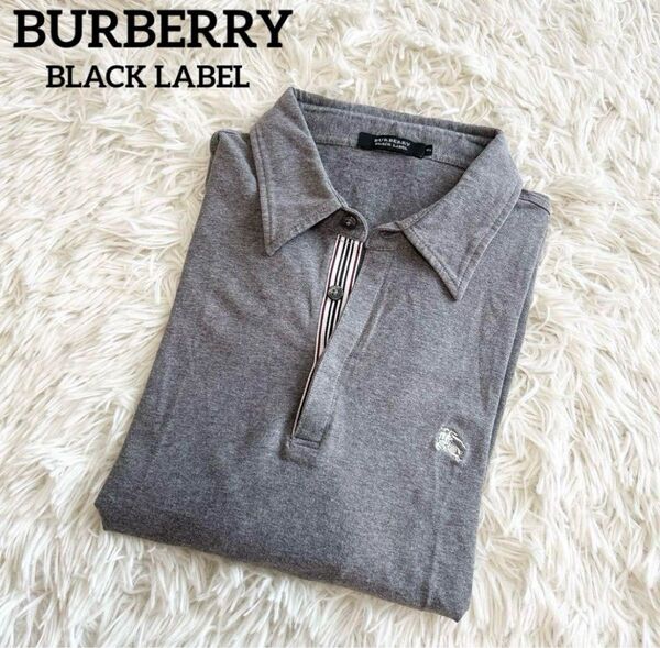 BURBERRY バーバリーブラックレーベル ポロシャツ グレー 半袖 半袖ポロシャツ M メンズ シンプル