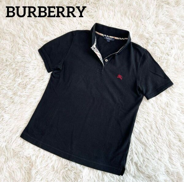 BURBERRY LONDON 半袖 ポロシャツ バーバリーロンドン 黒 ノバチェック柄1 S レディース