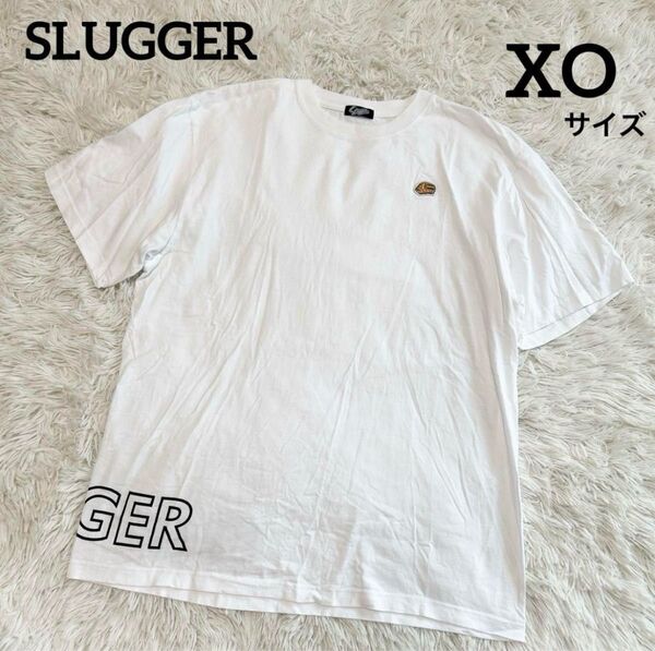 SLUGGER 久保田スラッガー 白 半袖 Tシャツ グローブ ワンポイント ホワイト クルーネック 白 XL カットソー 野球