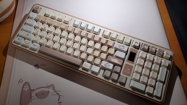 【メカニカルキーボード】Brilliant lab creme98 試打のみ美品 猫テーマ ベアボーン ツートンカラー パステル
