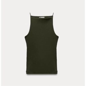 ZARA ほぼ新品 カーキ トップス タンクトップ ダークグリーン