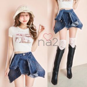 Darich ダーリッチ 新品 ドッキングデザインデニムショートパンツ M ブルー 今期 春夏 完売品 ミニスカート風