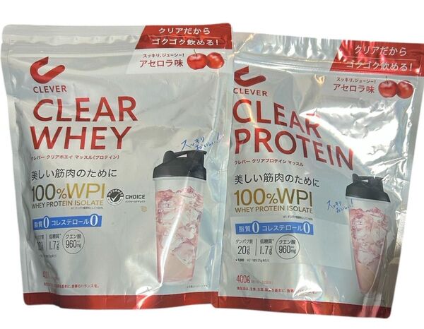 【まとめ買い】クレバー クリアホエイ プロテイン アセロラ味 400g×2