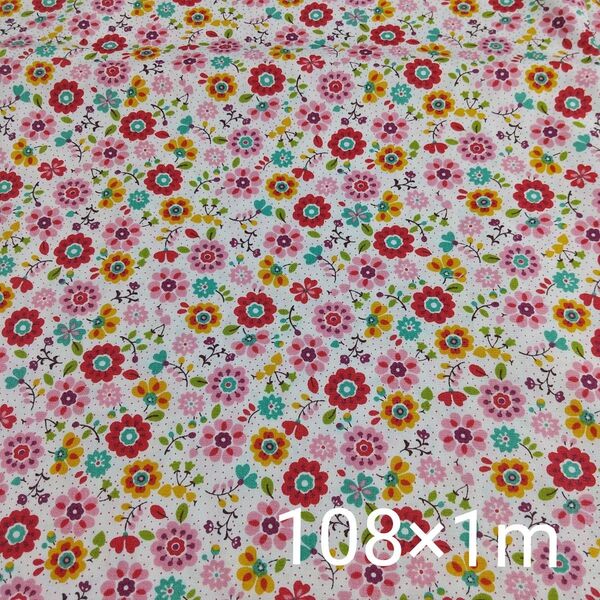 コットンこばやし 花柄 ブロード生地 ピンク 108×1m