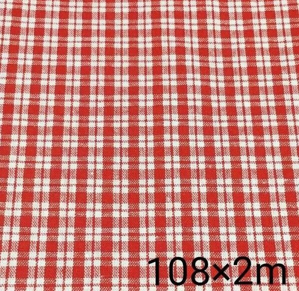 赤と白のチェック柄 生地 ② 108×2m