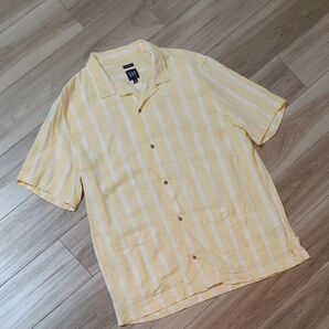 GAP 半袖シャツ ストライプ イエローオープンカラー