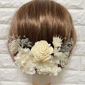 髪飾り 成人式 ヘッドドレス 和装 振袖 ウェディング ゴールド 前撮り くすみ ドライフラワー