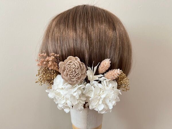 髪飾り ヘッドドレス 成人式 和装 振袖 ウェディング ゴールド 前撮り ドライフラワー ヘアアクセ