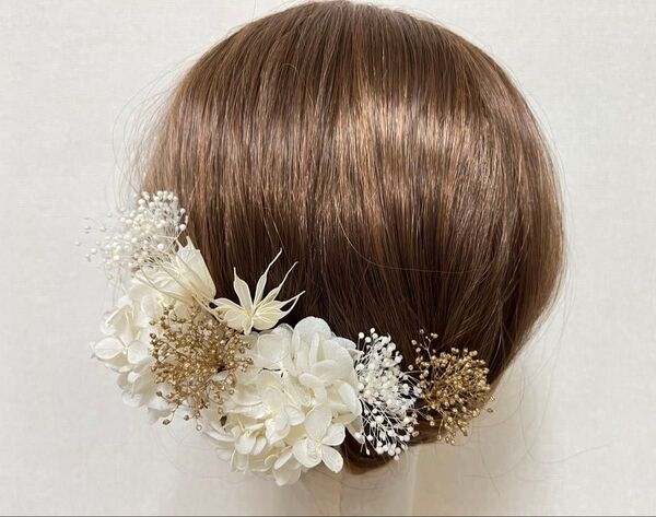 髪飾り ヘッドドレス 成人式 和装 振袖 ウェディング ゴールド 前撮り ブライダル ヘアアクセ 白