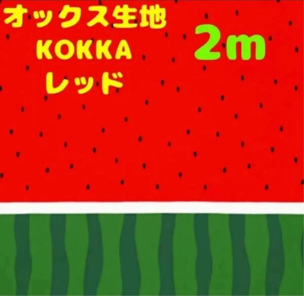 再再再入荷・大特価【2m】オックス生地 スイカ柄 レッド KOKKA