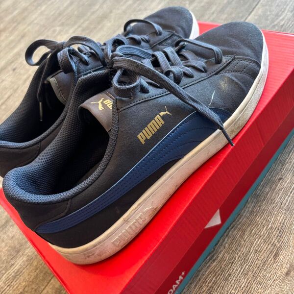 PUMA プーマ スマッシュV2 SS ワイド ネイビー 28㎝ メンズ スニーカー 紺色 カジュアル