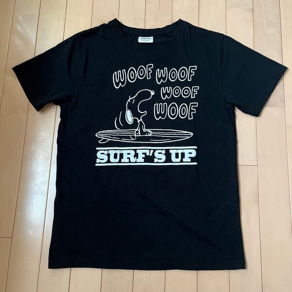 PEANUTS スヌーピー Tシャツ 黒 ブラック サーフ SURF'S UP