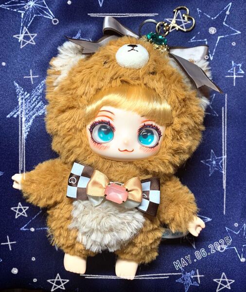 カスタム ブラインドドール 妙筆生花:熊 ぬいぐるみ ドール*茶色